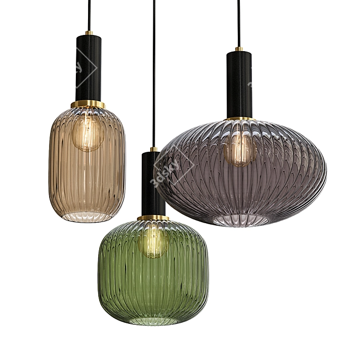 Colored Glass Pendant Lights 3D model image 1