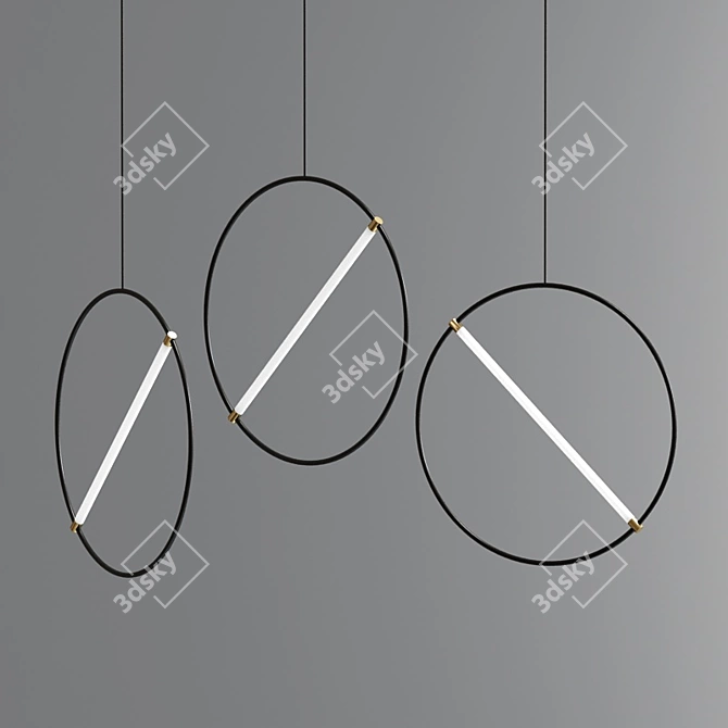 Sleek LED Ceiling Lights 3D model image 3