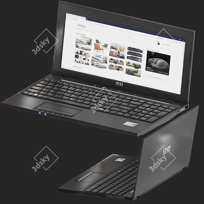 MSI CX61: High-Performance Laptop 3D model image 6