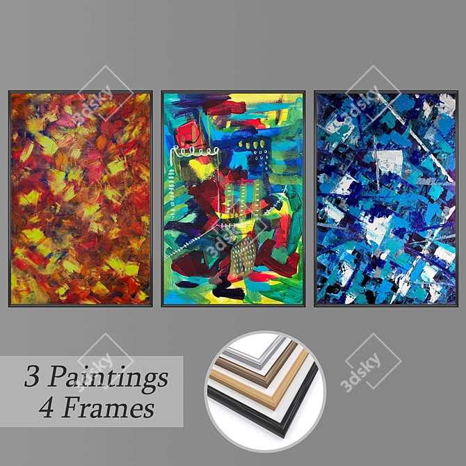 Mixed Media Wall Art Set 3D model image 1