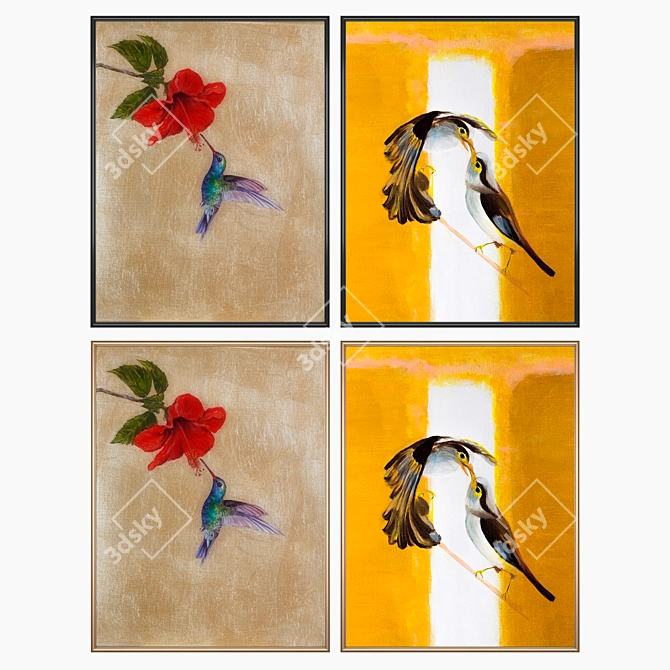 Contemporary Wall Art Set 3D model image 2