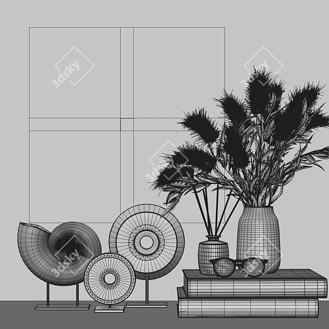 Elegant 4-Piece Decor Set 3D model image 5