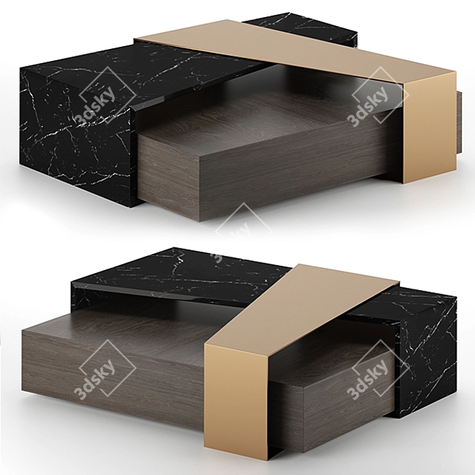 Luxury Oak Veneer Centre Table 3D model image 2