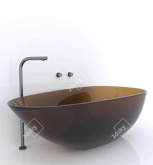 Elegant Glass Bathtub 3D model image 2