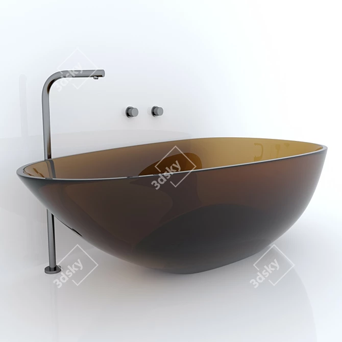 Elegant Glass Bathtub 3D model image 5