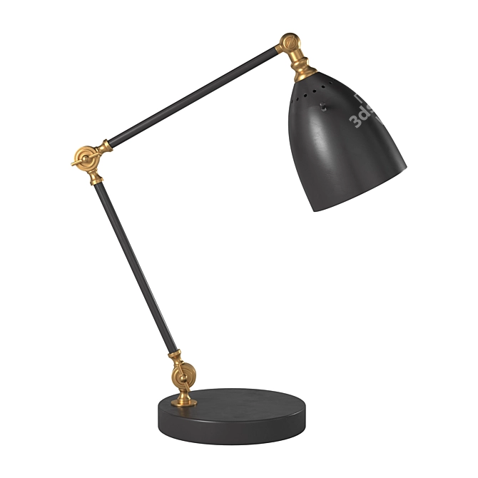 Sleek Steel and Brass Table Lamp 3D model image 2
