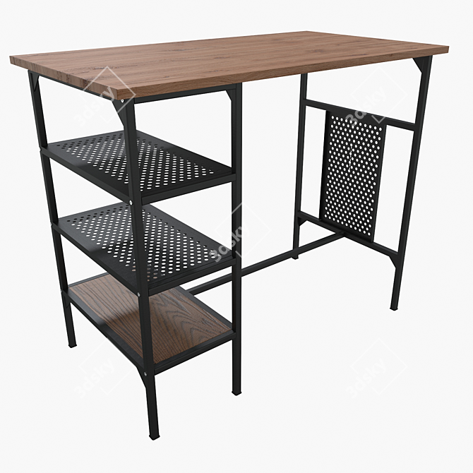 Industrial Style Table and Chair Set 3D model image 2