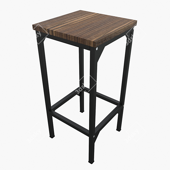 Industrial Style Table and Chair Set 3D model image 3