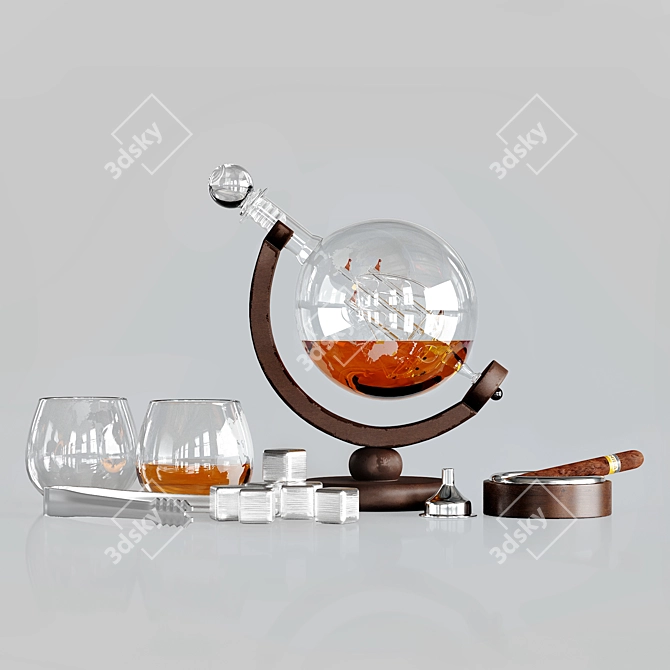 Worldly Whiskey Decanter Set 3D model image 2