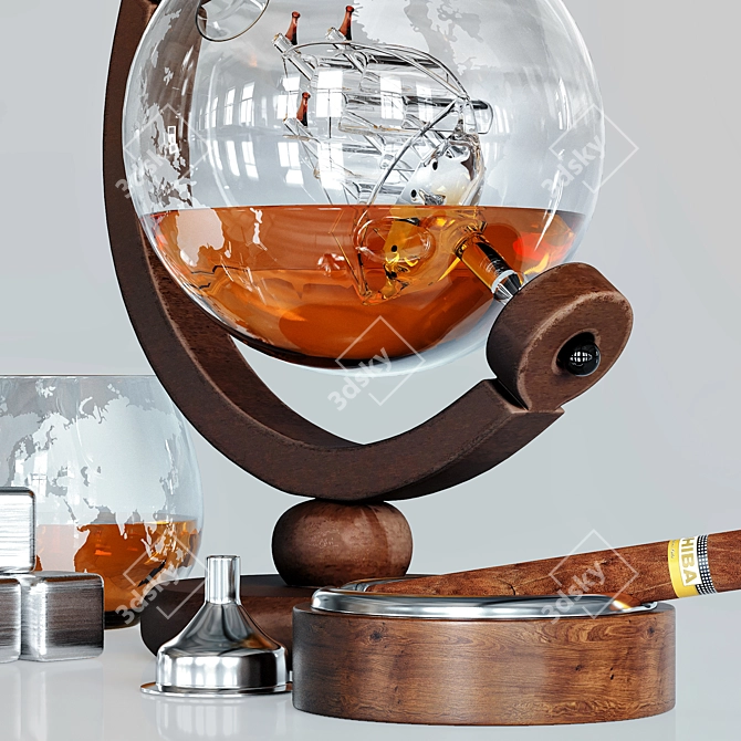 Worldly Whiskey Decanter Set 3D model image 3