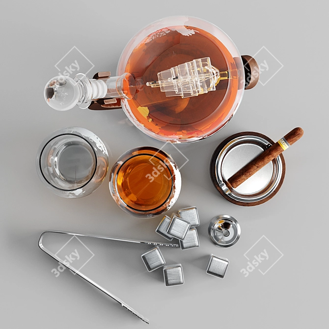 Worldly Whiskey Decanter Set 3D model image 4