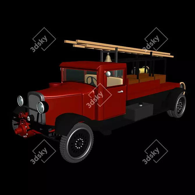 Blazing Red Fire Engine 3D model image 2