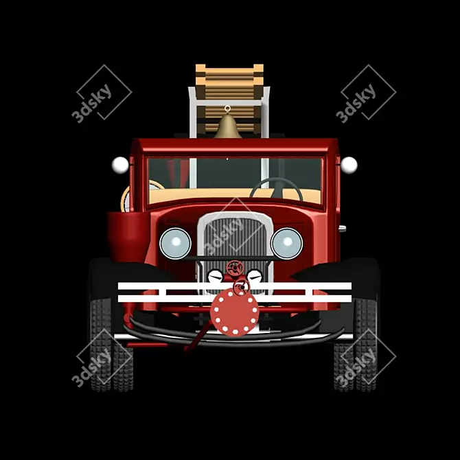 Blazing Red Fire Engine 3D model image 4