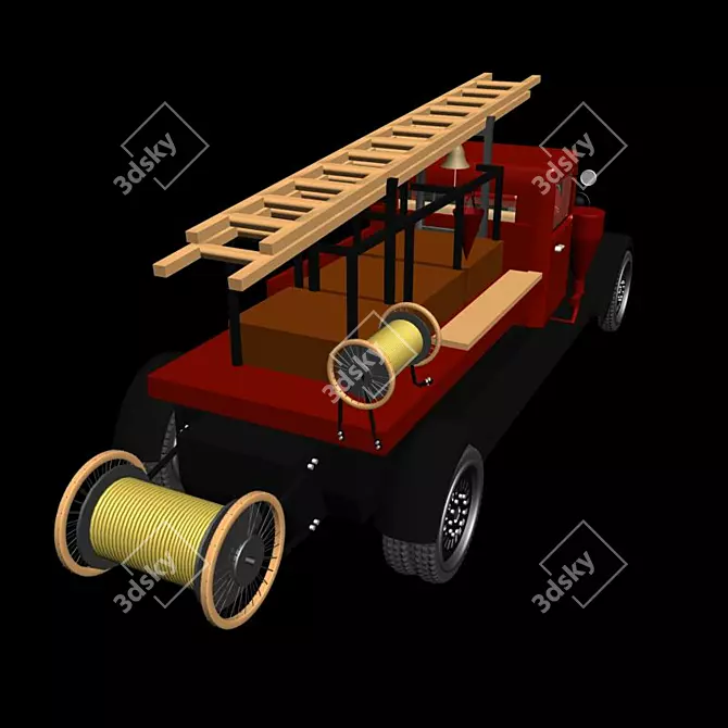 Blazing Red Fire Engine 3D model image 5