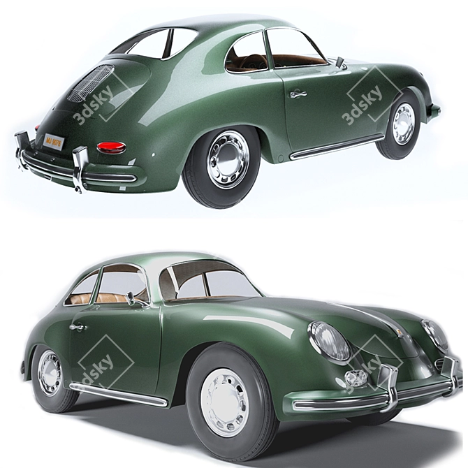 Retro Classic Porsche 356A 3D model image 2