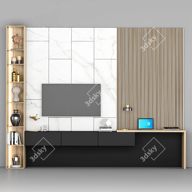 Modern TV Stand: 3100x3900x500mm 3D model image 1