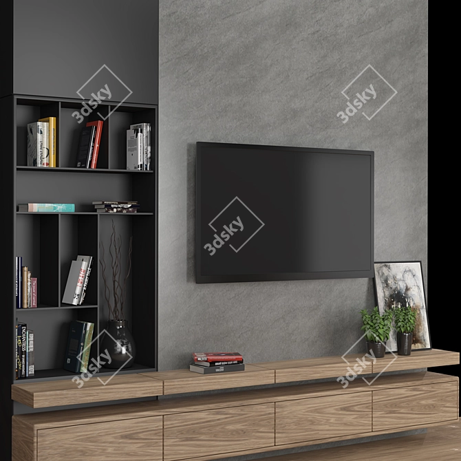 Modular TV Wall: High-Quality Render 3D model image 2