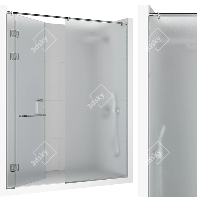 Sleek Frameless Shower Set 3D model image 4