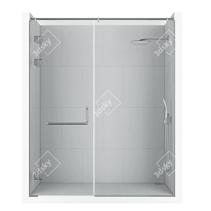 Sleek Frameless Shower Set 3D model image 5