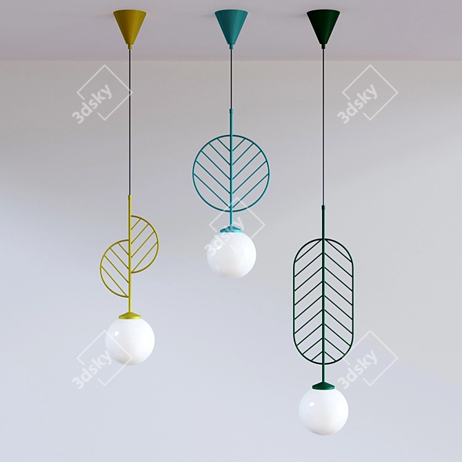 Leaf Pendant Light with Globe Shade 3D model image 1