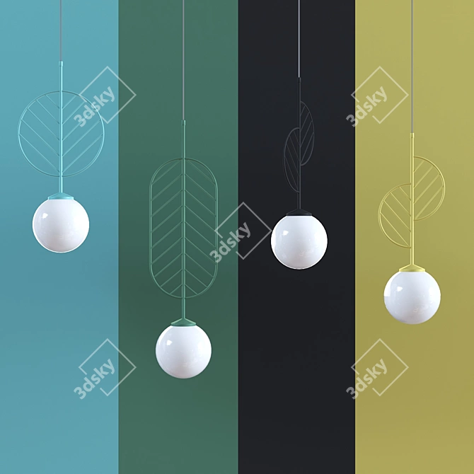 Leaf Pendant Light with Globe Shade 3D model image 3