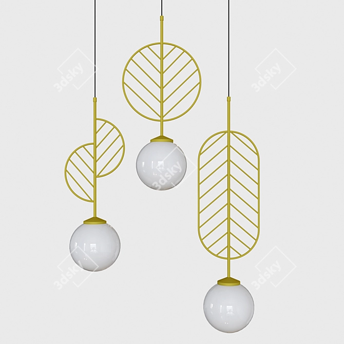 Leaf Pendant Light with Globe Shade 3D model image 8