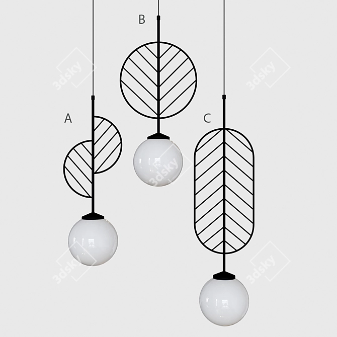 Leaf Pendant Light with Globe Shade 3D model image 10