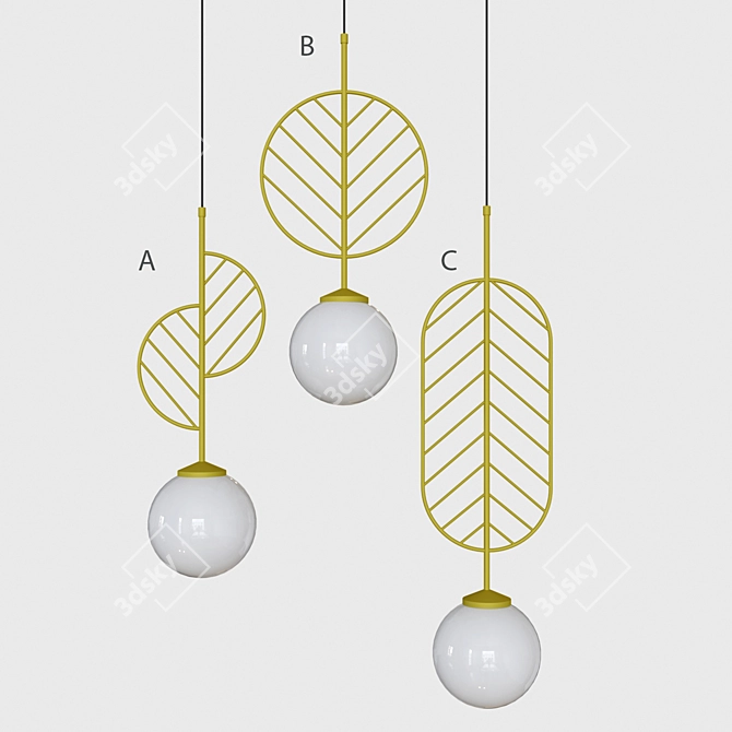 Leaf Pendant Light with Globe Shade 3D model image 13