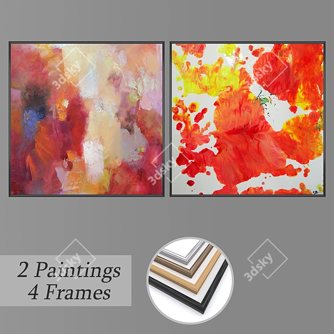 Title: Versatile Wall Paintings Set 3D model image 1