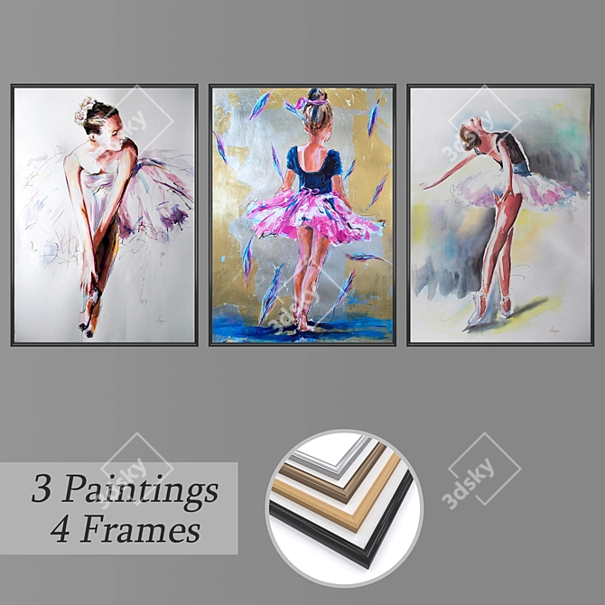 Elegant Wall Art Set with Multiple Frames 3D model image 1