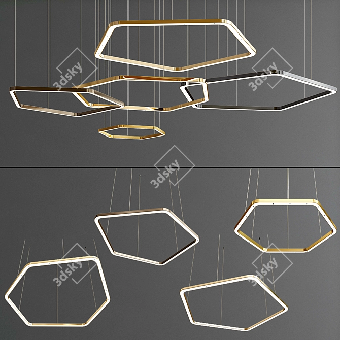 Polygonal Henge Suspension: Strikingly Sleek Lighting 3D model image 3