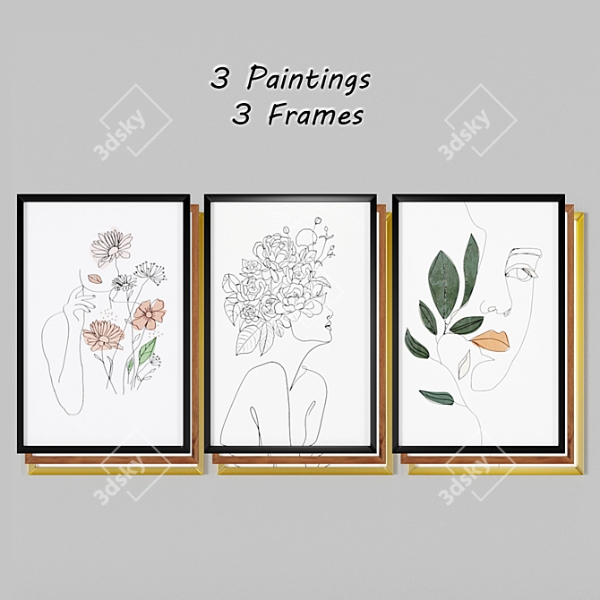 Art Frams: Trio of Art Line Masterpieces 3D model image 1