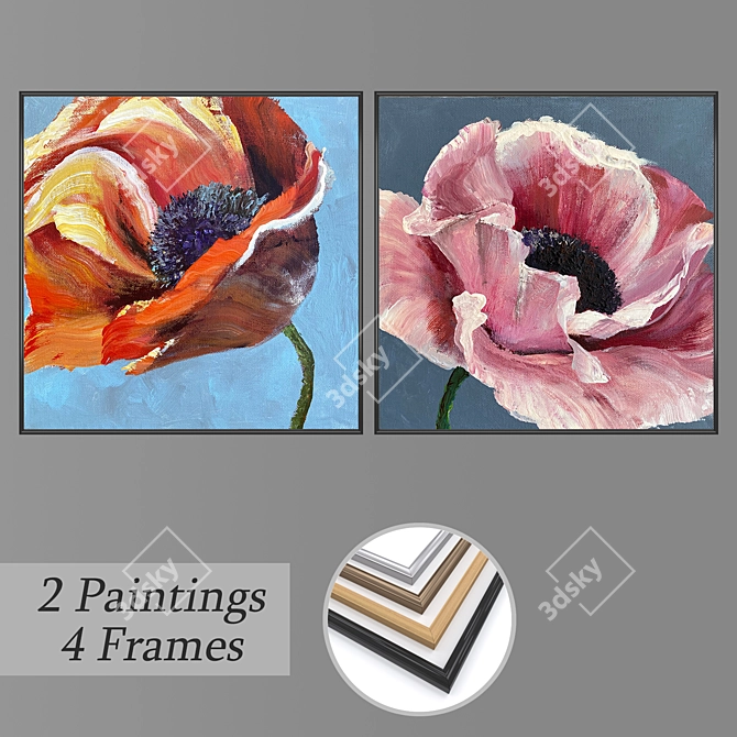 Modern Art Set with Multiple Frames 3D model image 1