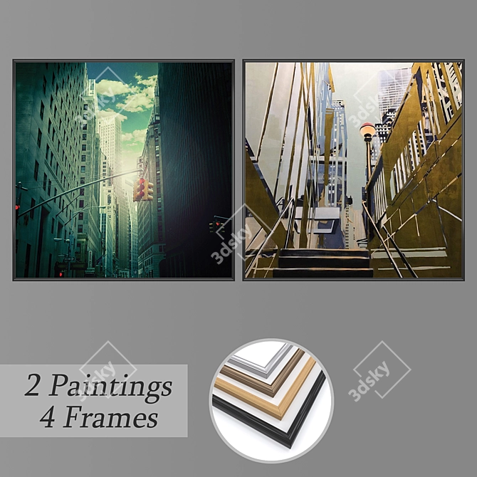 Mixed Media Wall Art Set 3D model image 1