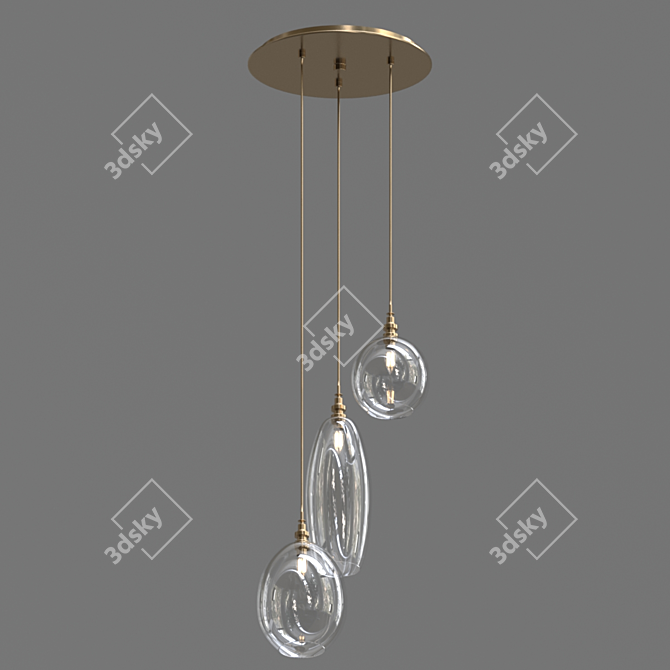 Elegant Round Pendant Necklace 3D model image 1