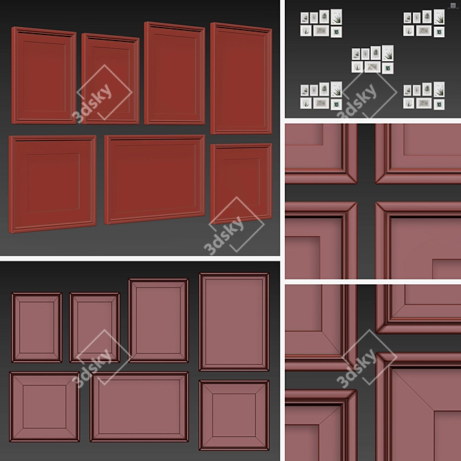 Modern Frame Set - Seven Frames in Five Colors 3D model image 5