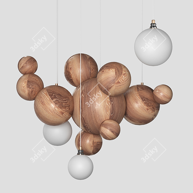 Wooden Sphere Pendant Light 3D model image 2