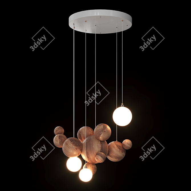 Wooden Sphere Pendant Light 3D model image 3