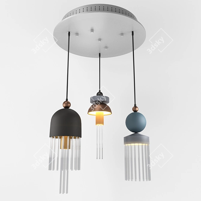 Pleiades AB С 40.0340 - Modern Metal Pendant Light with Adjustable Height 3D model image 1