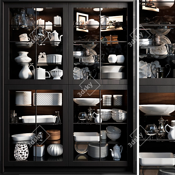 Elegant Wardrobe with Fine China 3D model image 1