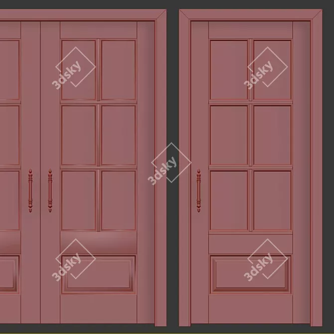 Elegant Classic Interior Doors: Solid Wood, MDF, Enamel Finish & Glass 3D model image 3