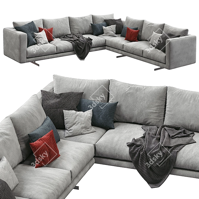 Modern Berto Dee Dee Sectional 3D model image 4