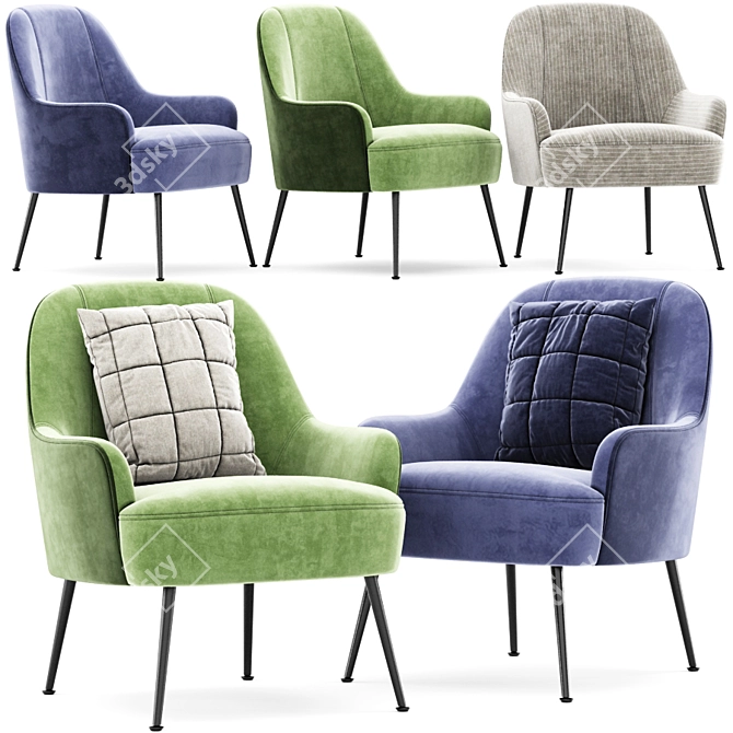 Porthos Home Adora Chair: Velvet Upholstery & Iron Legs 3D model image 1