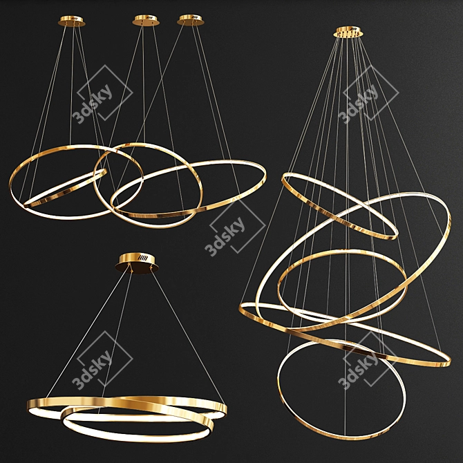 Glimmering Ring Chandelier Collection 3D model image 1