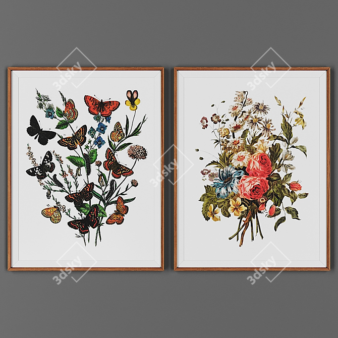 Wooden Frame Picture Set 3D model image 1