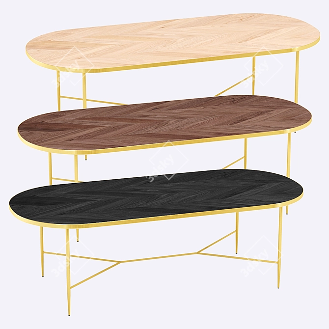 Hana Oval Mango Wood Dining Table 3D model image 1