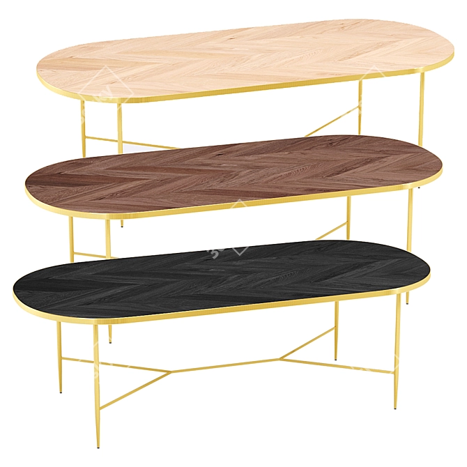 Hana Oval Mango Wood Dining Table 3D model image 6