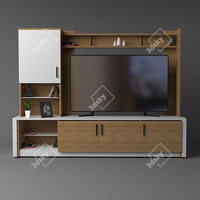 Title: Modern TV Wall Set 3D model image 1