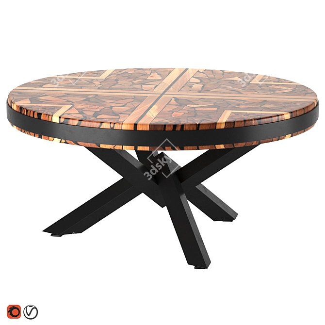 Ethnic Firewood Table: Stylish Wooden Dining Furniture 3D model image 1