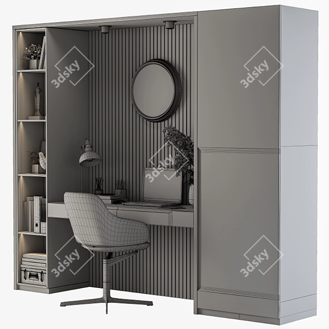 Elegant Black Wood Home Office 3D model image 5
